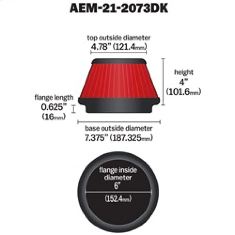 AEM 5 in x 5 in Dryflow Air Filter - Image 4
