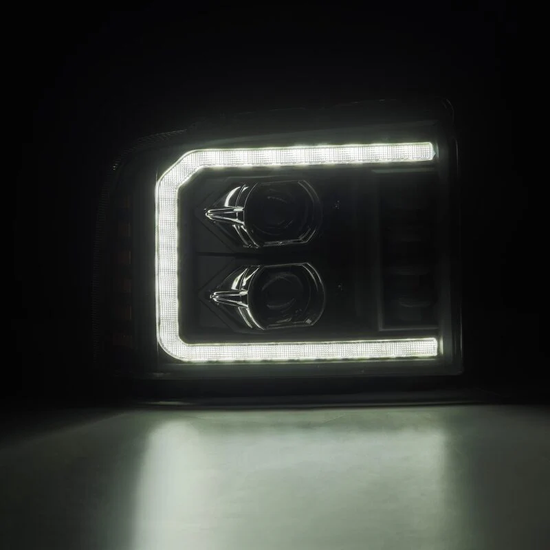 AlphaRex 05-07 Ford F250/350/450/550 Super Duty LUXX LED Proj HL Blk w/Actv Light & Seq Sig + SB DRL - Image 2
