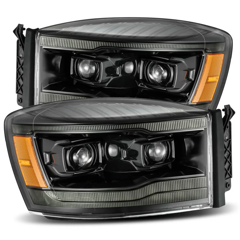 AlphaRex 06-08 Dodge Ram 1500HD LUXX LED Projector Headlights Plank Style Alpha Blk w/Seq Signal/DRL - Image 2