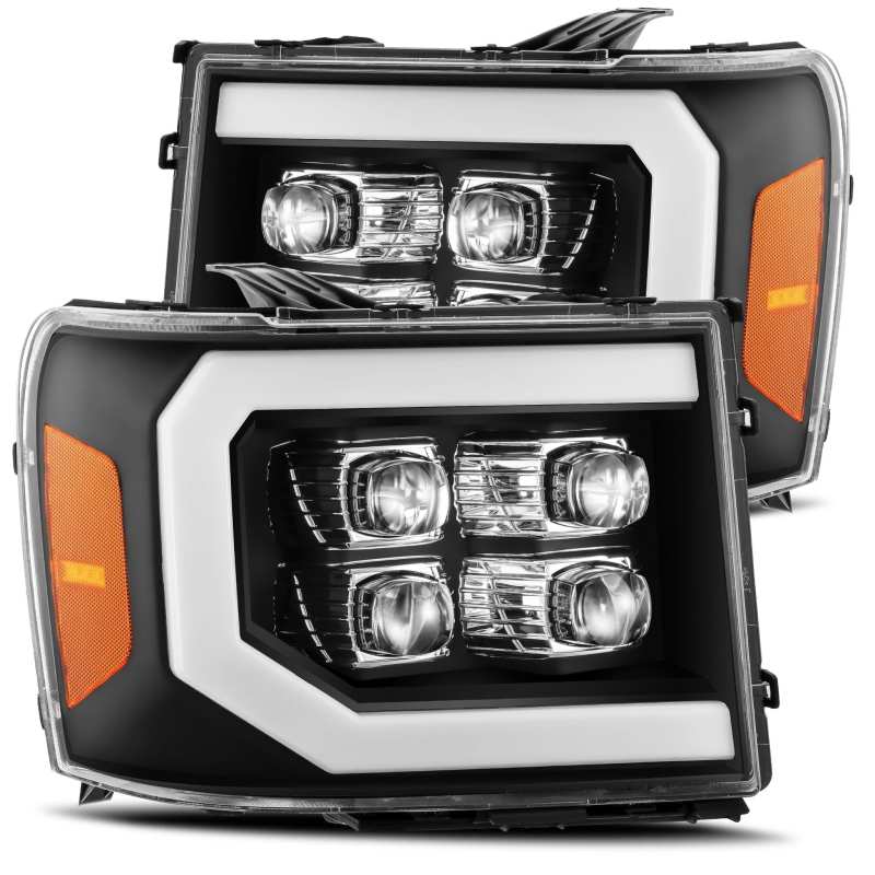 AlphaRex 07-13 GMC 1500HD NOVA LED Proj Headlight Plank Style Gloss Blk w/Activ Light/Seq Signal/DRL - Image 3