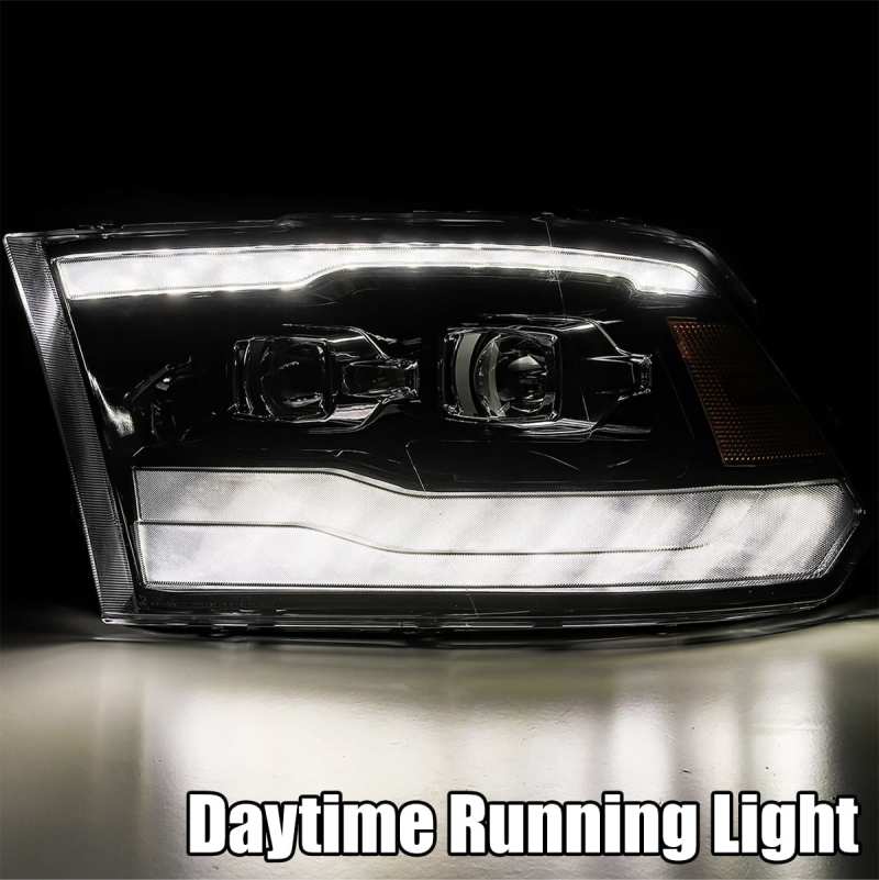 AlphaRex 09-18 Dodge Ram 1500HD PRO-Series Projector Headlights Plank Style Black w/Seq Signal/DRL - Image 4