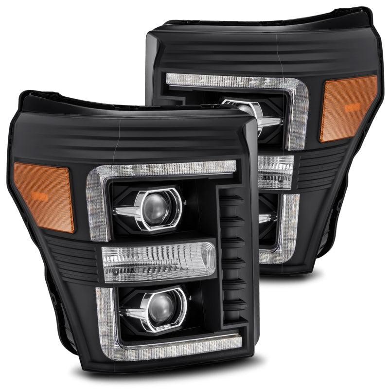 AlphaRex 11-16 Ford F-250 SD PRO-Series Projector Headlights Plank Style Design Black w/Seq Signal - Image 6