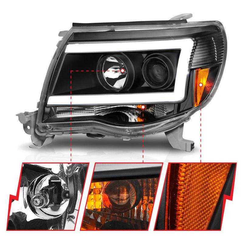 ANZO 05-09 Toyota Tacoma Projector Light Bar Style Headlights w/ C Light Bar - Image 5