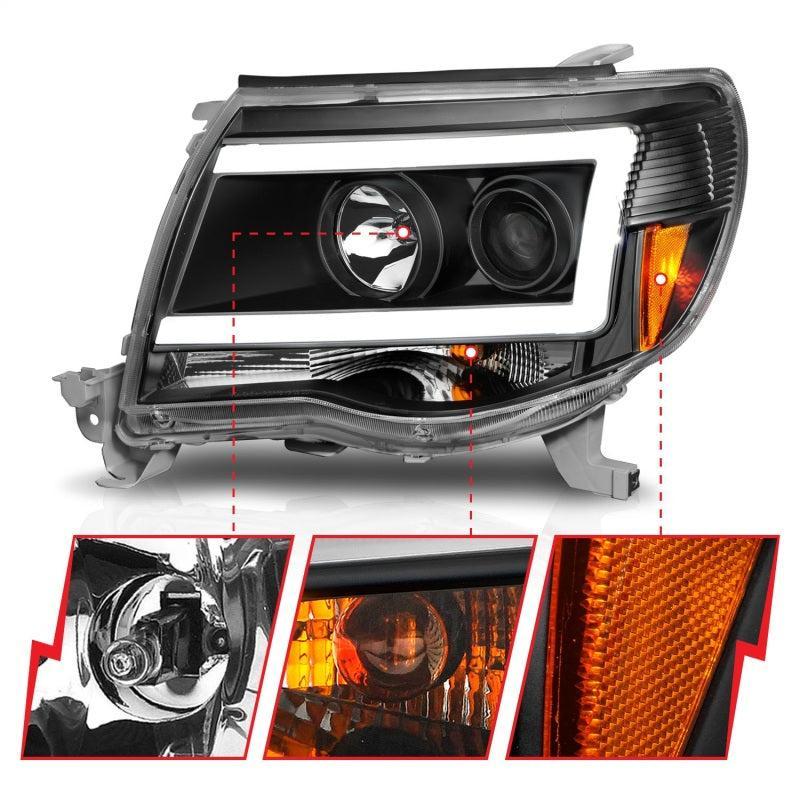 ANZO 05-09 Toyota Tacoma Projector Light Bar Style Headlights w/ C Light Bar - Image 9