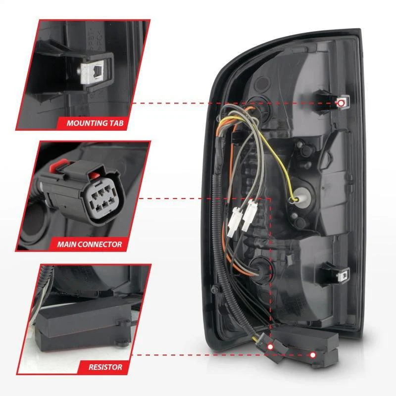 ANZO 15-21 GMC Canyon Full LED Taillights w/ Red Lightbar Black Housing/Clear Lens - Image 4