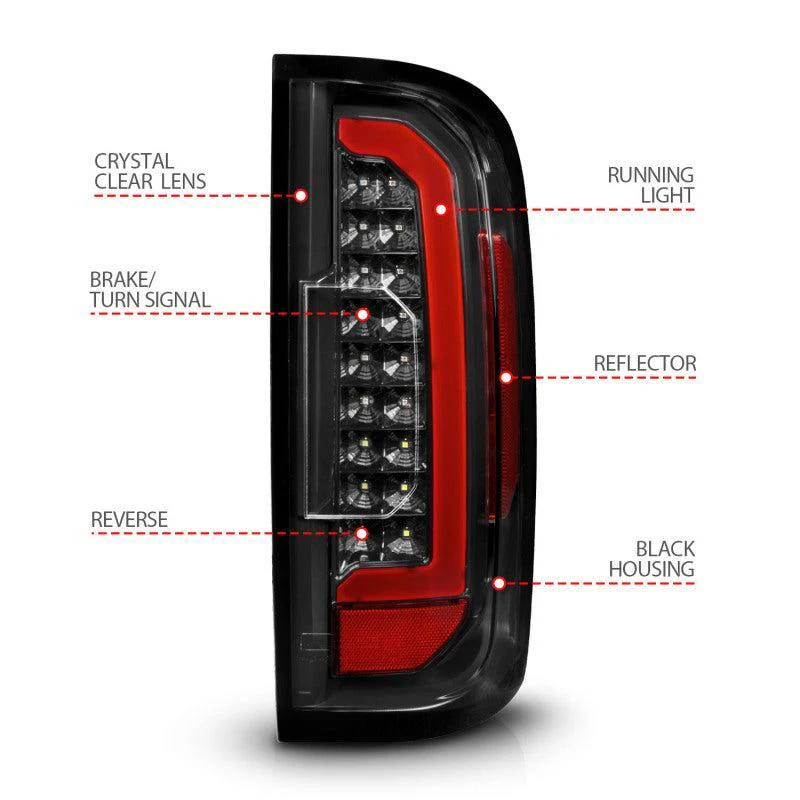 ANZO 15-21 GMC Canyon Full LED Taillights w/ Red Lightbar Black Housing/Clear Lens - Image 8