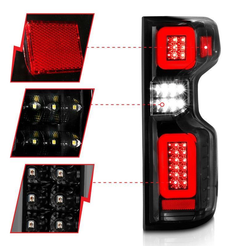 ANZO 19-21 Chevy Silverado Full LED Taillights Black Housing Clear Lens G2 (w/C light Bars) - Image 12