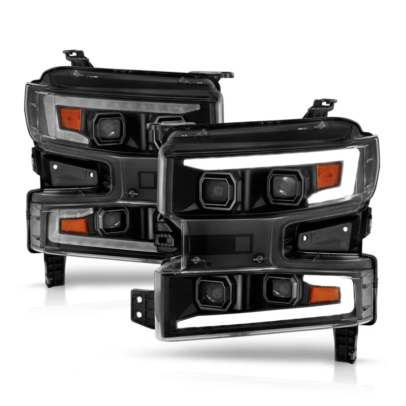 ANZO 19-22 Chevrolet Silverado 1500 LED Proj HL w/Lgt Bar SwBk Seq. Blk w/In. Light - Passenger Side - Image 9
