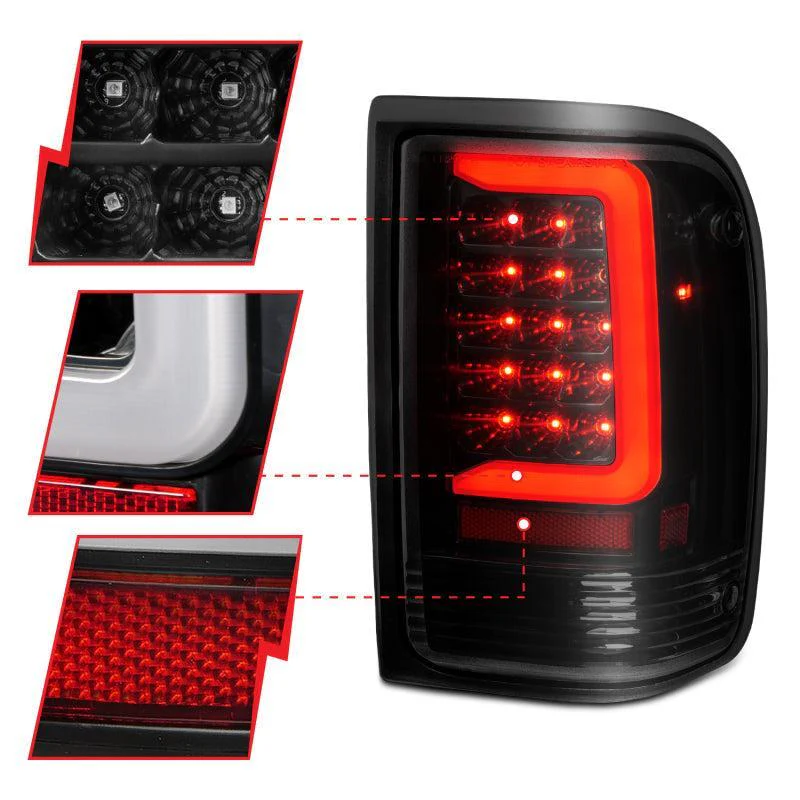 ANZO 1993-1997 Ford  Ranger LED Tail Lights w/ Light Bar Black Housing Smoked Lens - Image 8
