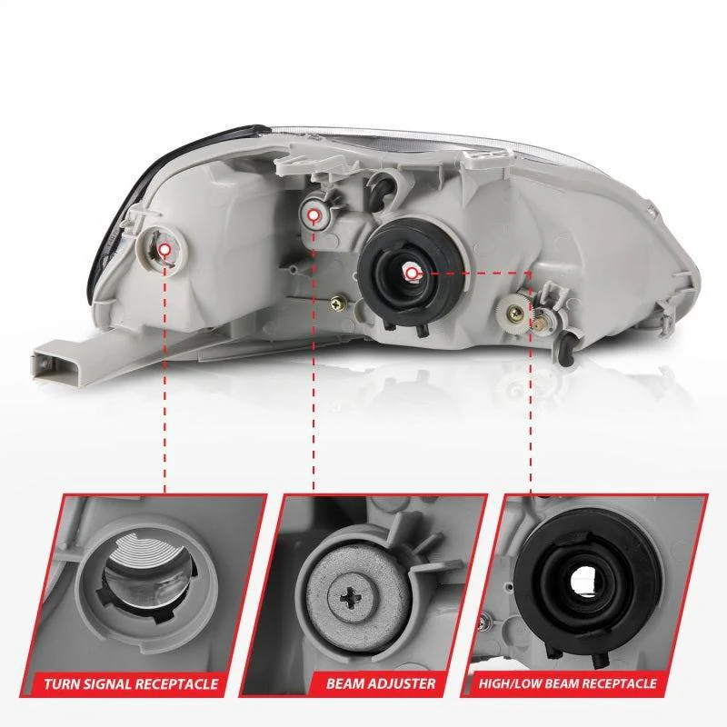 ANZO 1996-1998 Honda Civic Crystal Headlights Black - Image 5