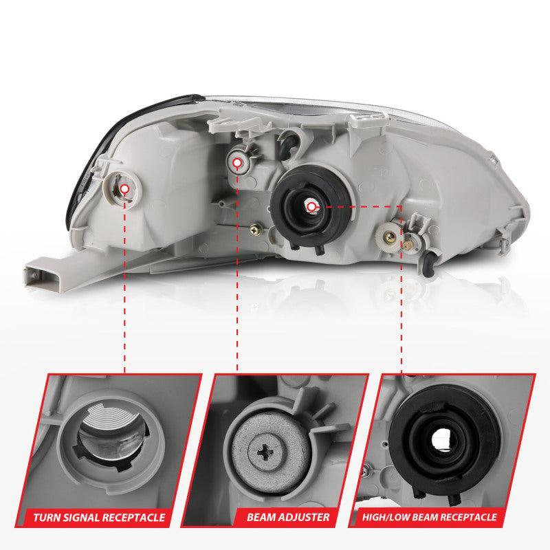 ANZO 1996-1998 Honda Civic Crystal Headlights Black - Image 8