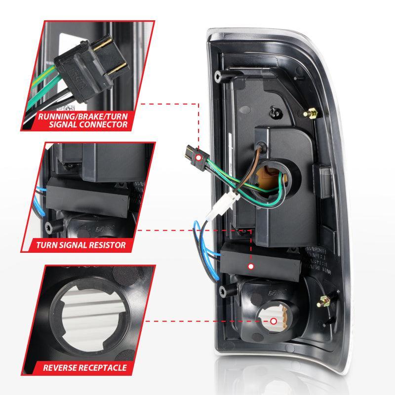 ANZO 1997-2003 Ford F-150 LED Tail Lights w/ Light Bar Black Housing Smoke Lens - Image 10