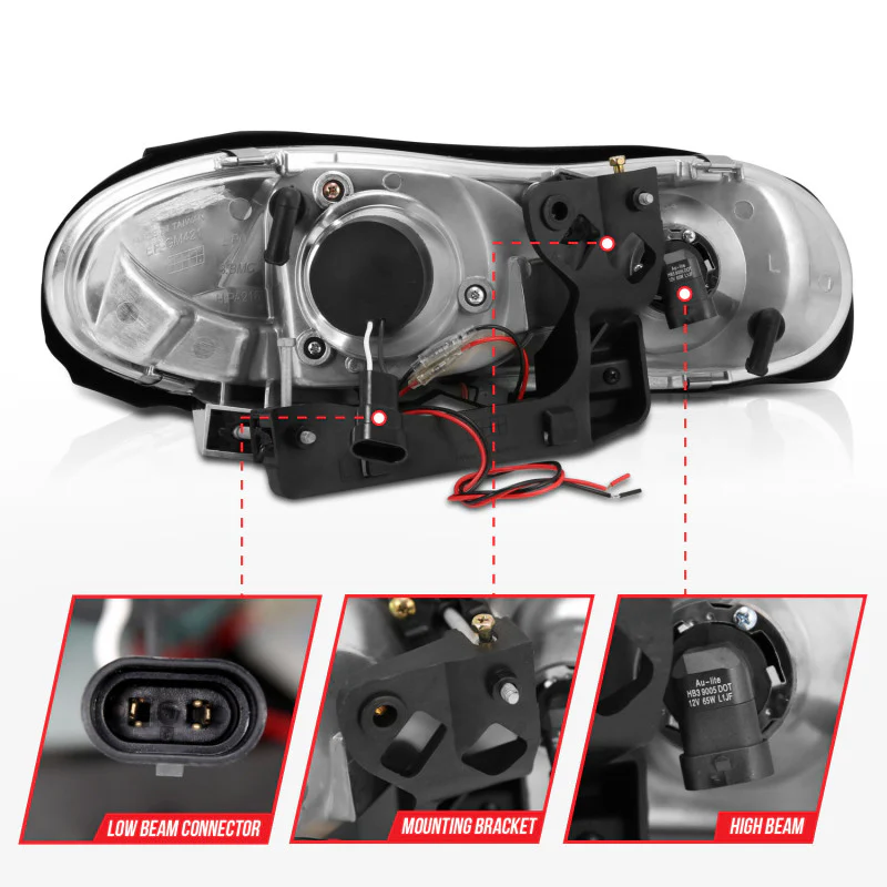 ANZO 1998-2002 Chevrolet Camaro Projector Headlights w/ Halo Black - Image 15