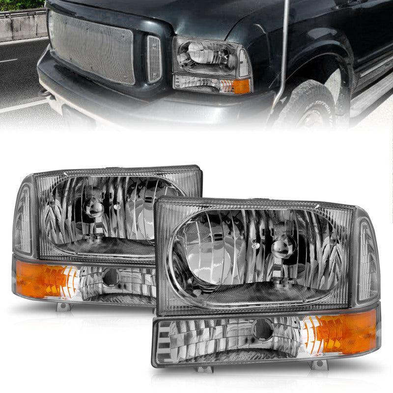 ANZO 2000-2004 Ford Excursion Crystal Headlights Chrome w/ Corner Lights 2pc - Image 2