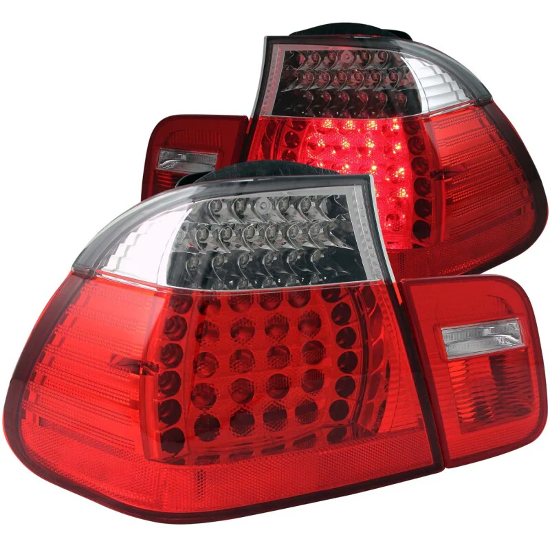 ANZO 2002-2005 BMW 3 Series E46 LED Taillights Red/Clear - Image 2