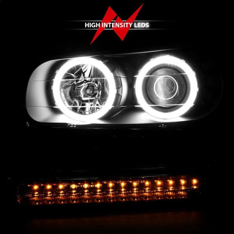 ANZO 2002-2009 Chevrolet Trailblazer Projector Headlights w/ Halo Black - Image 4