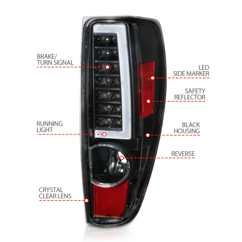 ANZO 2004-2012 Chevrolet Colorado/ GMC Canyon LED Tail Lights w/ Light Bar Black Housing - Image 10