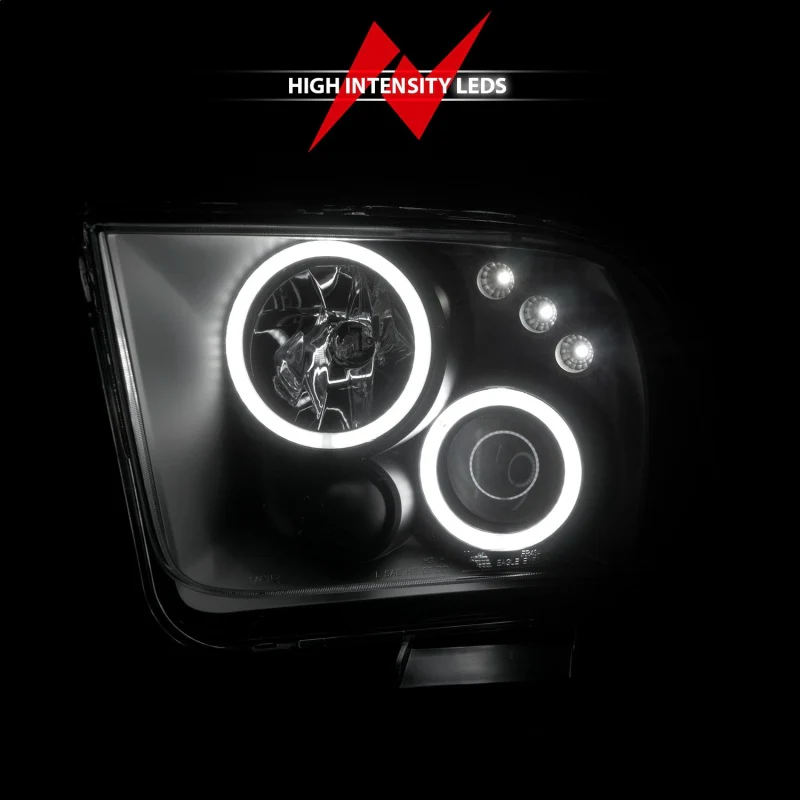 ANZO 2005-2009 Ford Mustang Projector Headlights w/ Halo Black - Image 13
