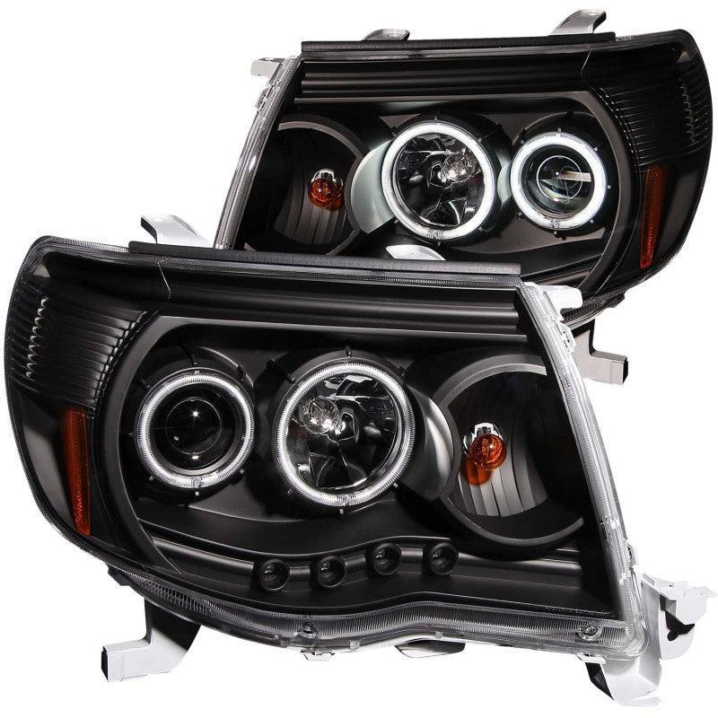 ANZO 2005-2011 Toyota Tacoma Projector Headlights w/ Halo Black - Image 3