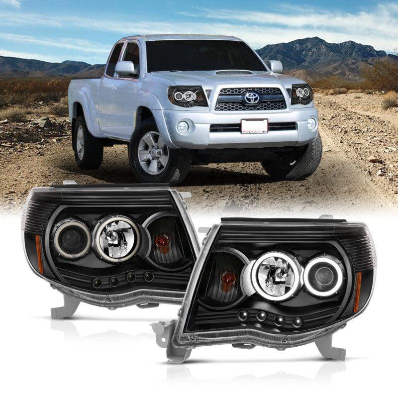 ANZO 2005-2011 Toyota Tacoma Projector Headlights w/ Halo Black - Image 7