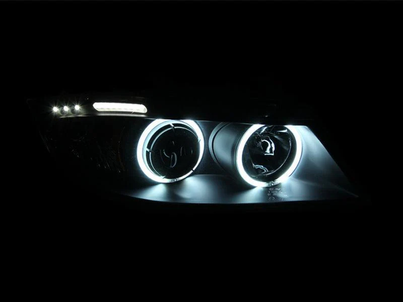 ANZO 2006-2008 BMW 3 Series E90-E91 Projector Headlights w/ Halo w/ LED Bar Black (CCFL) - Image 3