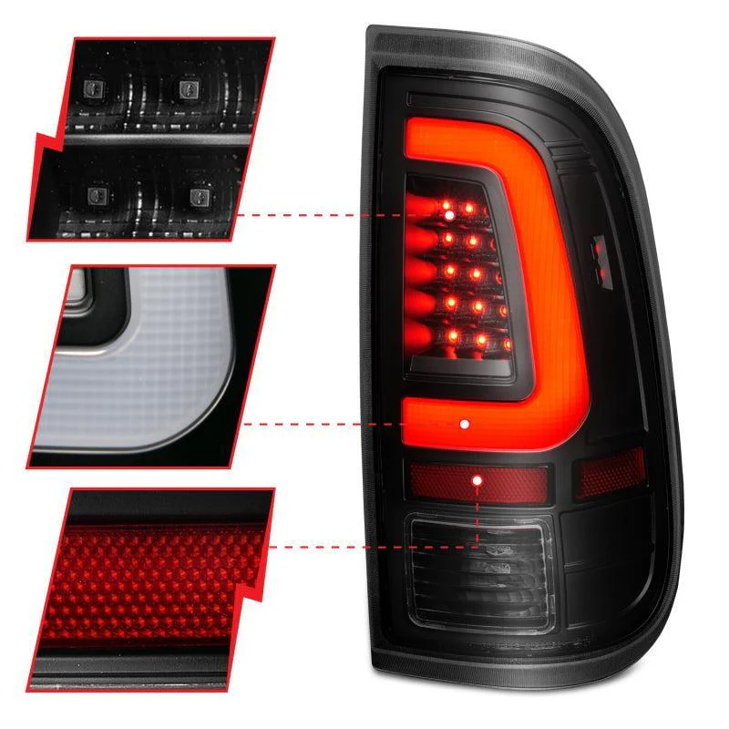 ANZO 2008-2016 Ford  F-250  LED Tail w/ Lights Bar Black Housing Smoke Lens - Image 10