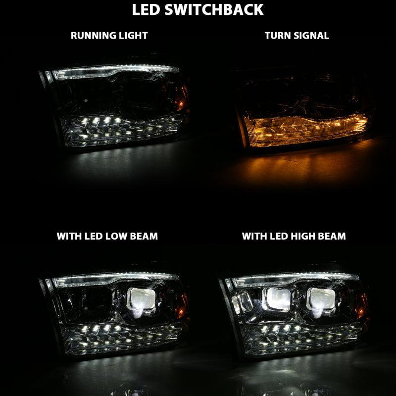 ANZO 2009-2018 Dodge Ram 1500 Led Projector Plank Style Switchback H.L Halo Chrome Amber (OE Style) - Image 10