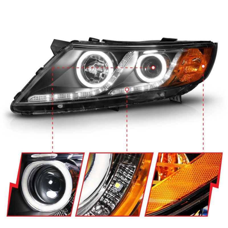 ANZO 2011-2013 Kia Optima Projector Headlights w/ Halo Black (CCFL) - Image 13
