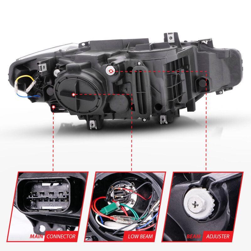 ANZO 2012-2015 BMW 3 Series Projector Headlights w/ U-Bar Black - Image 12
