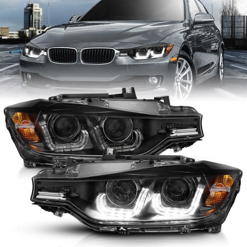 ANZO 2012-2015 BMW 3 Series Projector Headlights w/ U-Bar Black - Image 7