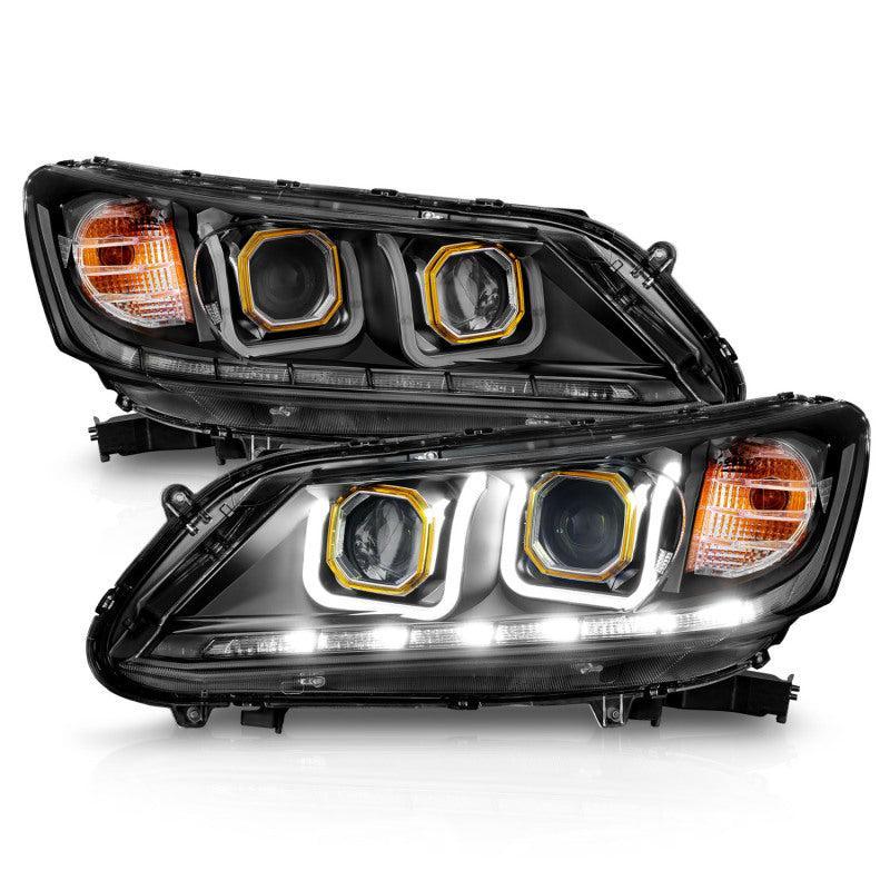 ANZO 2013-2015 Honda Accord (4dr ONLY) Projector Headlights w/ U-Bar Black - Image 7