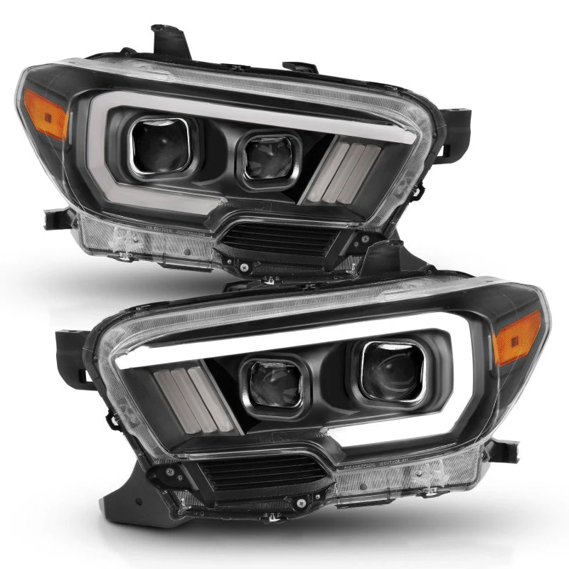 ANZO 2016-2017 Toyota Tacoma Projector Headlights w/ Plank Style Switchback Black w/ Amber w/ DRL - Image 14