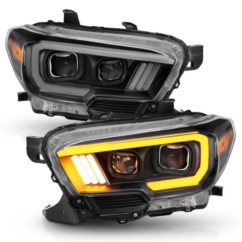 ANZO 2016-2017 Toyota Tacoma Projector Headlights w/ Plank Style Switchback Black w/ Amber w/ DRL - Image 5
