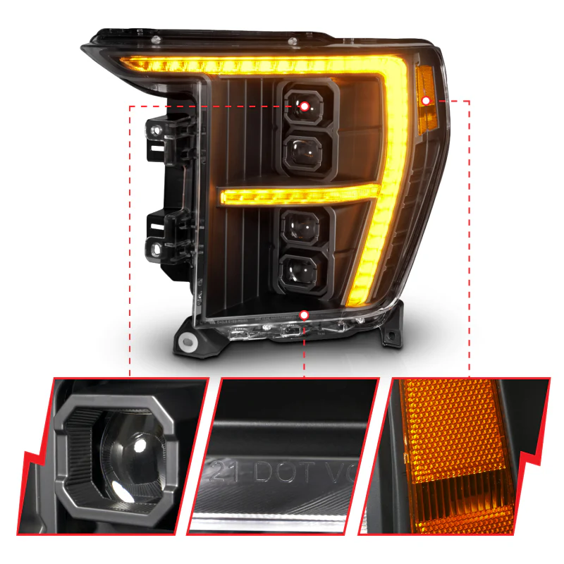 ANZO 21-23 Ford F-150 (w/Factory Halogen) Z-Series Full LED Proj Headlights - Pass. Side ONLY - Image 4