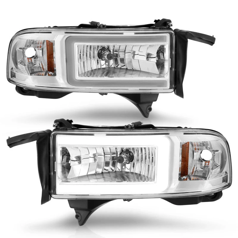 ANZO 94-02 Dodge RAM Crystal Headlight - w/ Light Bar Chrome Housing - Image 2