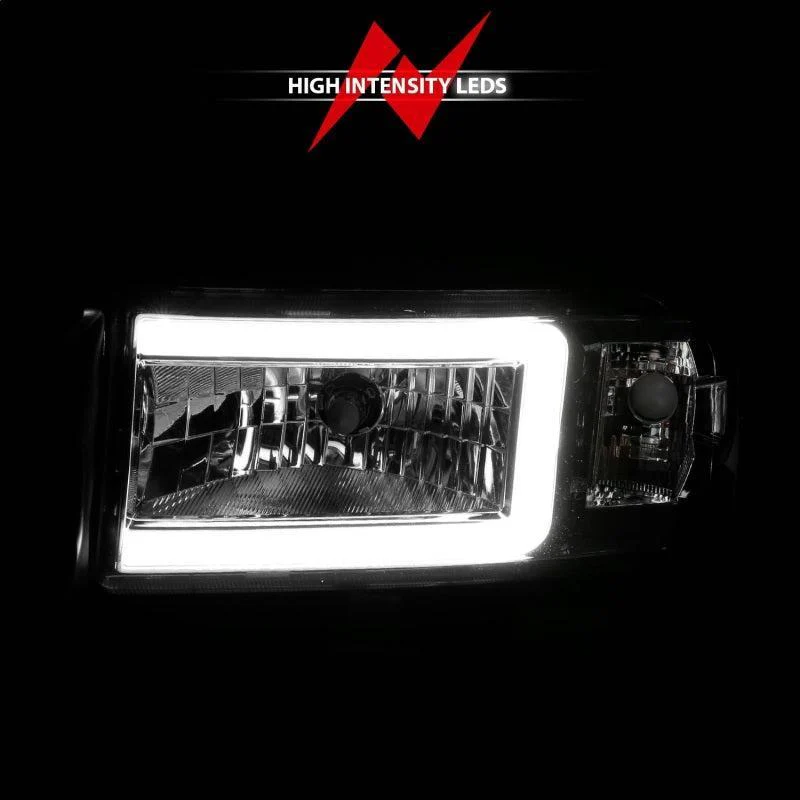 ANZO 94-02 Dodge RAM Crystal Headlight - w/ Light Bar Chrome Housing - Image 6