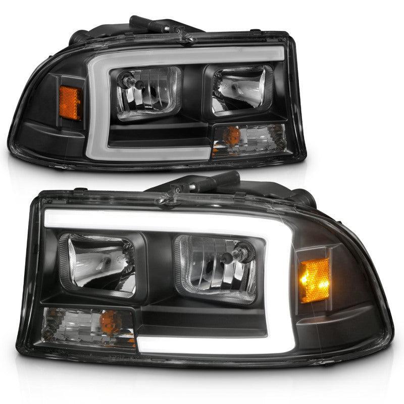 ANZO 97-04 Dodge Dakota/Durango Crystal headlight Set w/ Light Bar Black Housing - Image 7