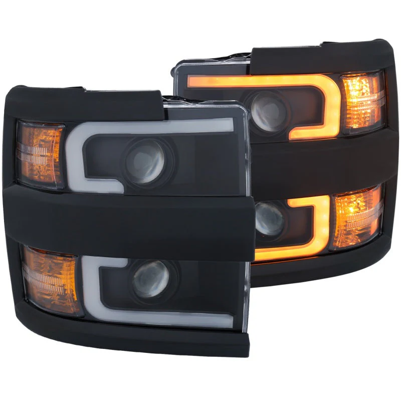 ANZO Projector Headlights 15-17 Chevrolet Silverado 2500HD / 3500HD Black w/ Black Rim - Image 13