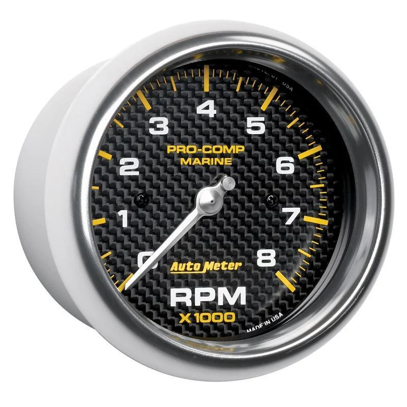 Autometer Marine Carbon Fiber 3-3/8in 8k RPM Tachometer - Image 2
