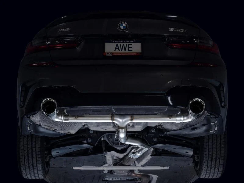 AWE 19-23 BMW 330i / 21-23 BMW 430i Base G2X Track Edition Axle Back Exhaust - Chrome Silver - Image 4