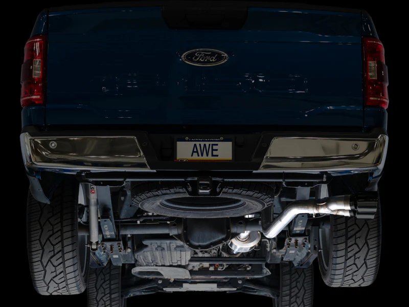 AWE 21-25 Ford F150 (14th Gen Reg Cab) Cat-Back Exhaust - 4.5in Dual Side Exit Diamond Black Tips - Image 10
