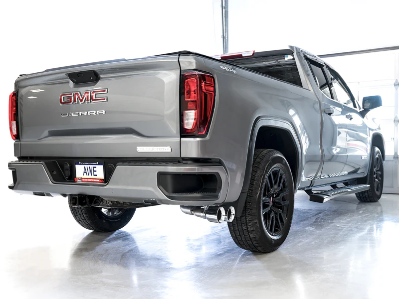 AWE Tuning 4th Gen GM 1500 5.3L 0FG Catback Dual Side Exit (Flat Bumper) - Chrome Tips - Image 6