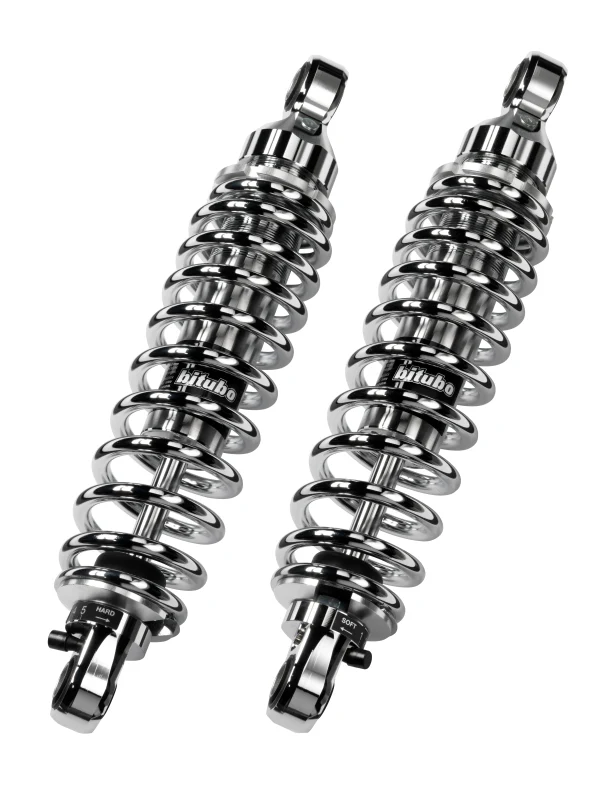 Bitubo WME0 Twinshocks Adjustable: Spring Preload, Rebound, Length 351mm, Chrome Edition