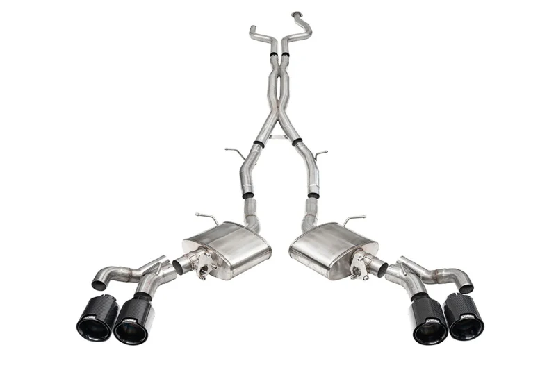 Corsa 2022-25 Caddy CT5 V Blackwing 3in. Cat-Back w/ Act. Exh. - Dbl X-Pipe - Twin 4.5in. BlkCF Tips