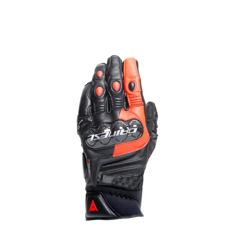 Dainese Carbon 4 Short Leather Gloves Black/Fluorescent Red - 2XL - Image 2