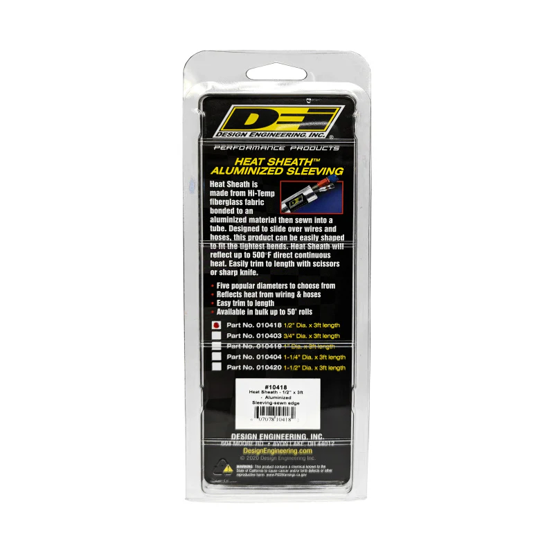 DEI Heat Sheath 1/2in I.D. x 3ft - Aluminized Sleeving - Sewn Edge - Image 9