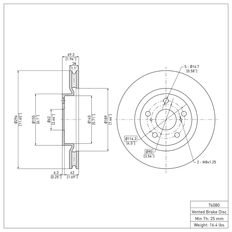 DFC 11-16 Scion tC Front Brake Rotor - Image 4