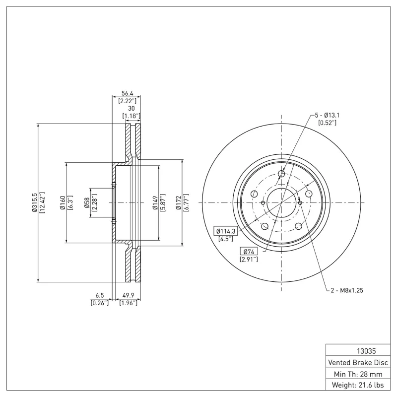 DFC 15-21 Subaru WRX Front Brake Rotor - Image 2
