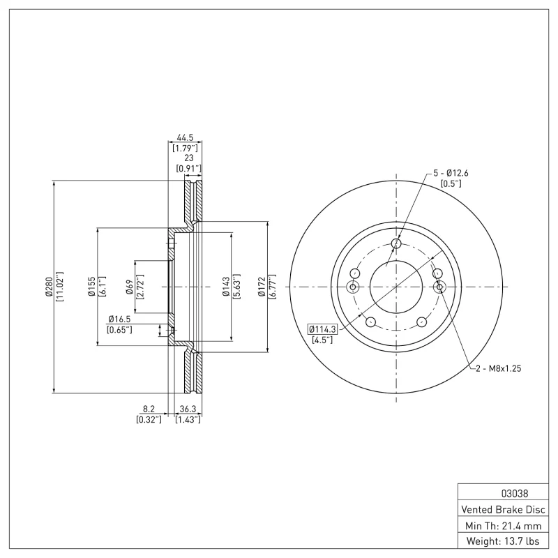 DFC 18-23 Hyundai Kona Front Brake Rotor - Image 2
