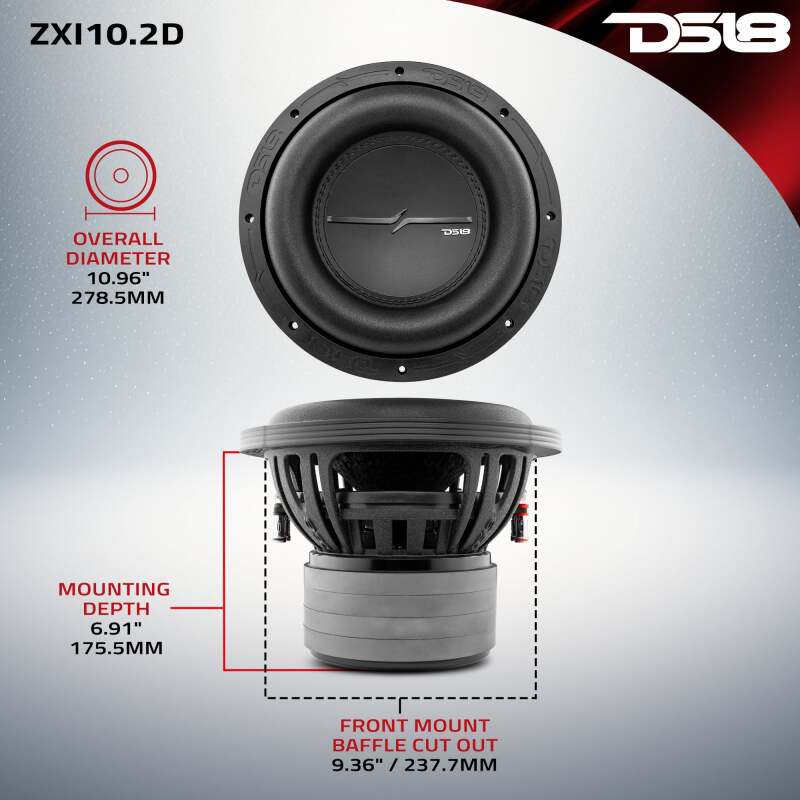DS18 10in 800 Watts RMS 2 ohm DVC High Excursion Subwoofer - Image 6